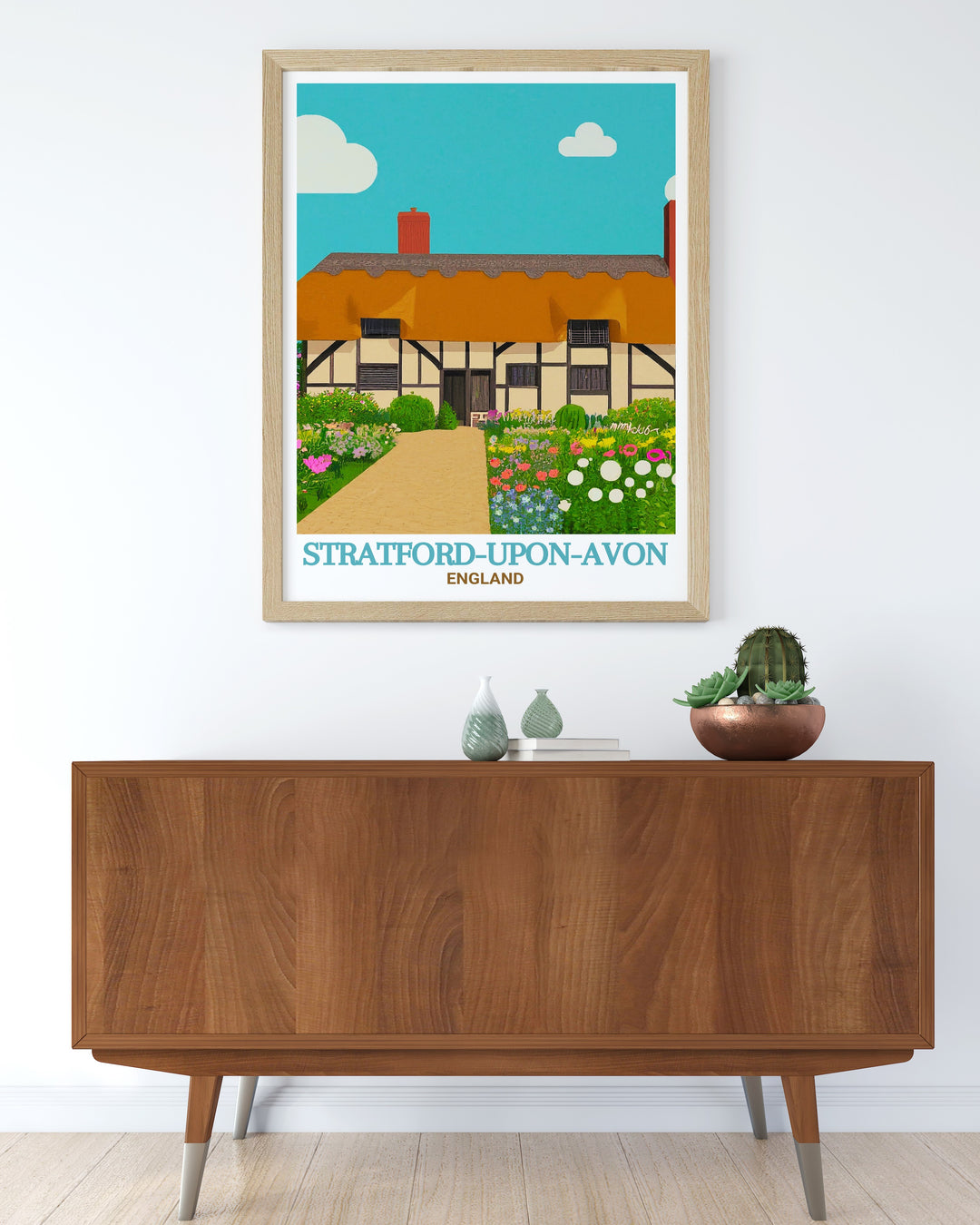 Explore our stunning living room décor with framed prints of Anne Hathaways Cottage in Stratford upon Avon a beautiful addition to any UK art collection and perfect wall decor.