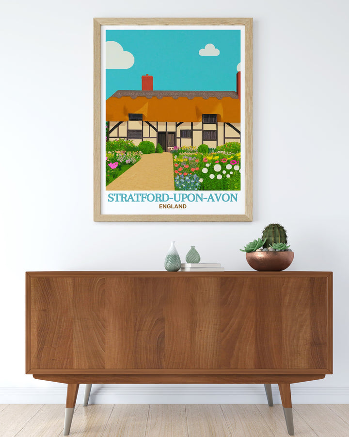 Explore our stunning living room décor with framed prints of Anne Hathaways Cottage in Stratford upon Avon a beautiful addition to any UK art collection and perfect wall decor.