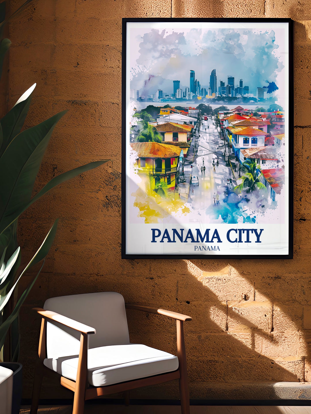 Casco Viejo Panama City skyline modern art prints designed to complement your beach house decor and add a coastal touch to any room