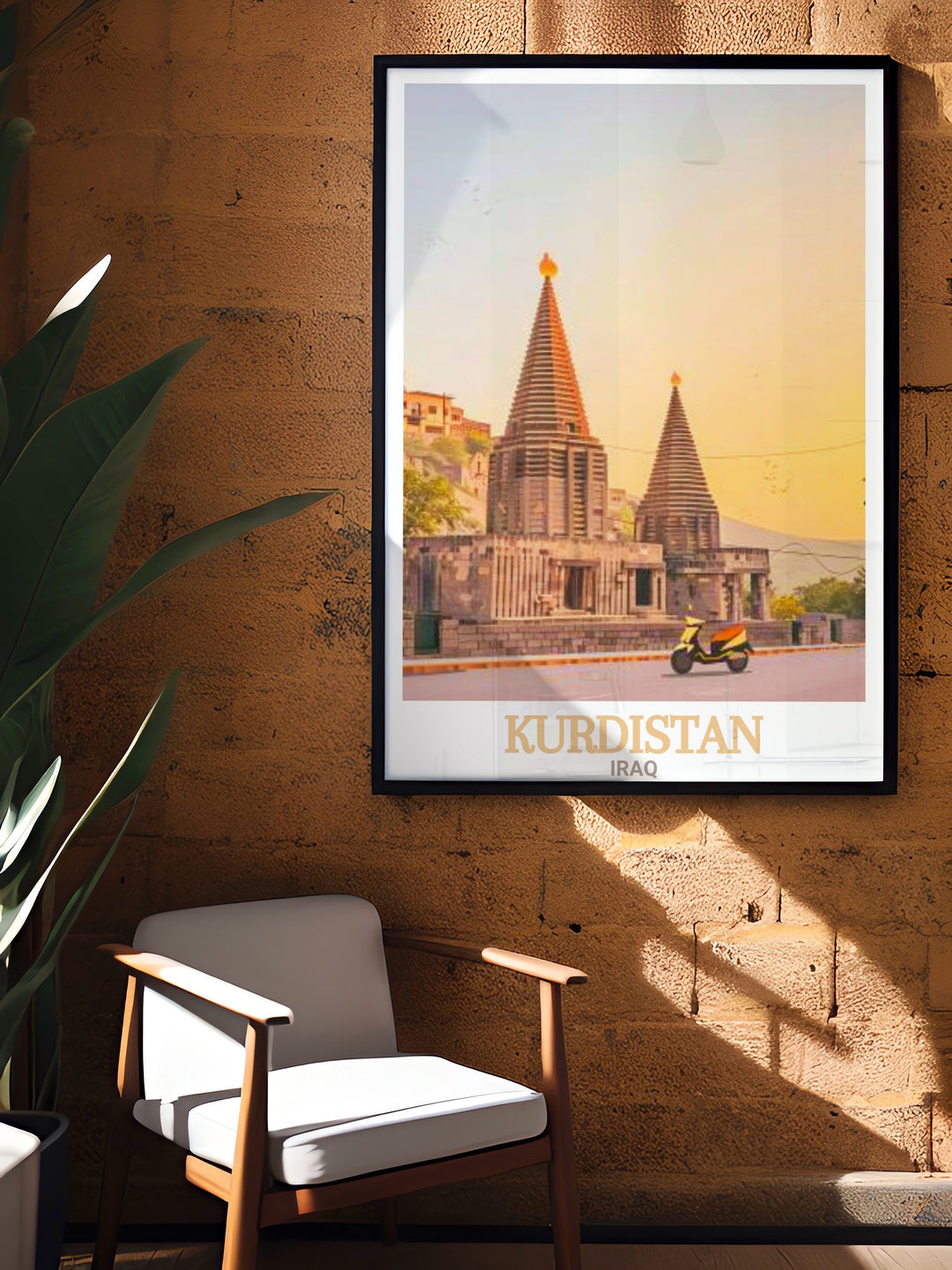 Decorate your home with this stunning Kurdistan art print featuring Lalish Temple. The intricate details of the temple combined with a black and white color palette make this travel poster an eye catching and meaningful piece.