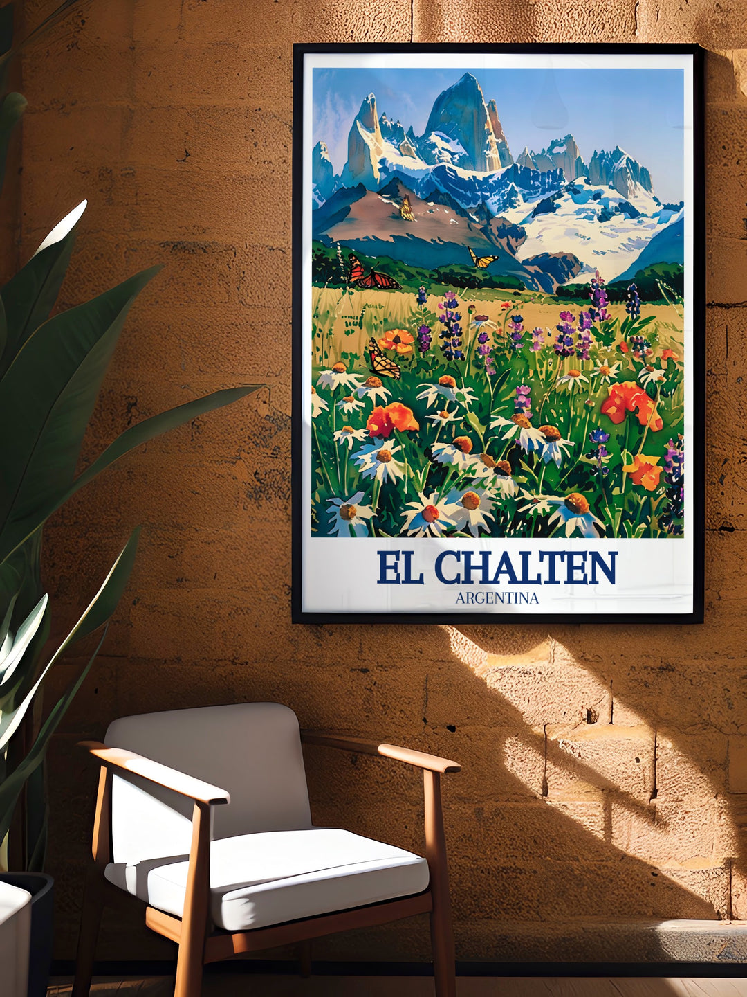 Add a touch of adventure to your home with this El Chaltén Art Print. It features the towering Cerro Torre and Fitz Roy peaks, capturing the wild essence of Patagonia in stunning detail.