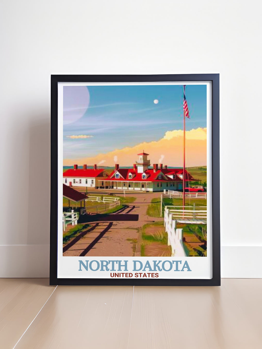 Fort Union Trading Post Wall Art displaying the scenic landscape of North Dakotas historic site, where traders and Native Americans gathered. This wall art brings the peaceful and historic atmosphere of North Dakota into your living space, making it an ideal gift for history enthusiasts.