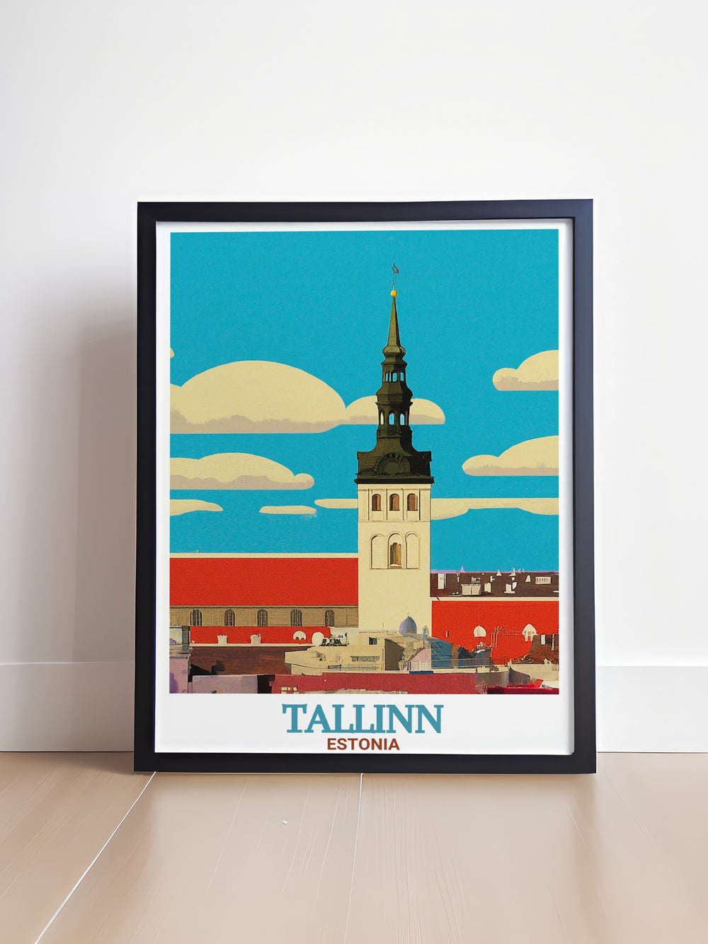 This travel poster showcases the grandeur of Toompea Castle, a symbol of Estonias history. The intricate details of the fortress and surrounding landscapes are beautifully displayed, making it an ideal piece for anyone who loves Tallinn or wishes to bring a touch of Europe into their home.