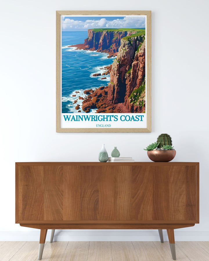 Celebrate the legendary Coast to Coast Hike with stunning art of St. Bees Head and Wainwrights Coast Print perfect for those who have walked the trail or dream of doing so National Trail Art that brings the spirit of adventure into your home