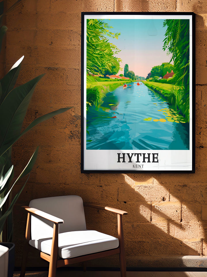 Hythe military canal Old Cliff Line art print that beautifully represents the scenic landscapes of Kent. A must have for travel enthusiasts and those seeking to add coastal elegance to their living space.