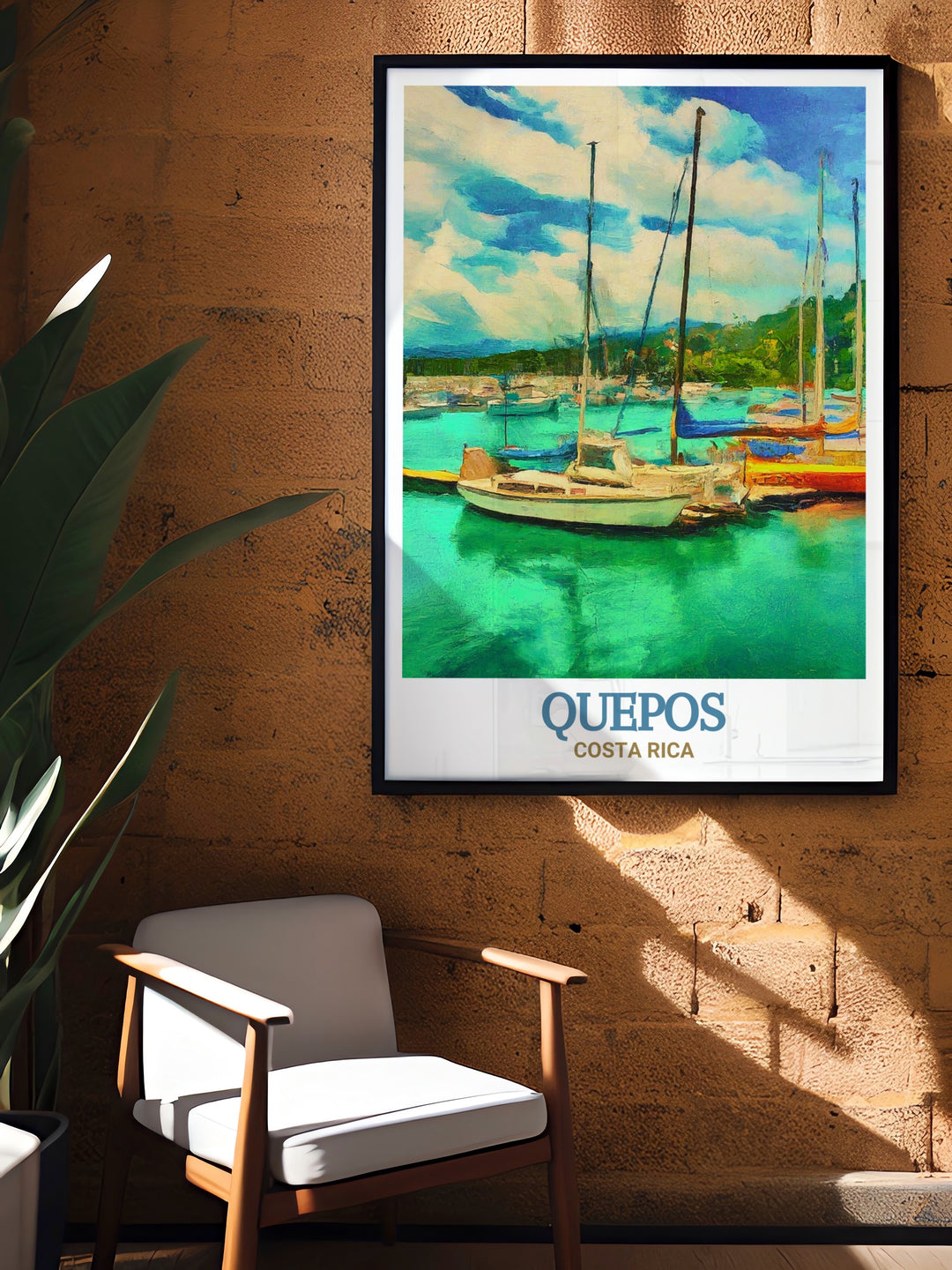 The beauty of Quepos and the Marina Pez Vela is captured in this detailed print. The artwork features the towns vibrant streets and the marinas serene views, offering a perfect way to bring the spirit of Costa Ricas coast into your home.