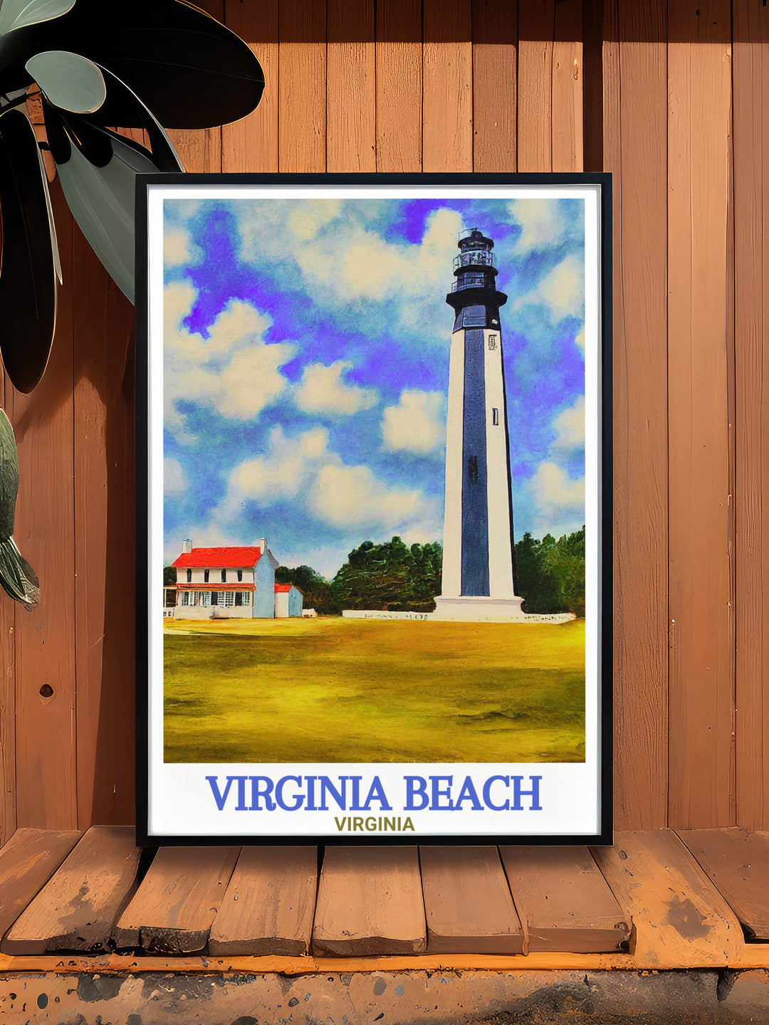 Modern Virginia Beach map poster highlighting Cape Henry Lighthouse and urban details perfect for art enthusiasts and those with a connection to the city offering a unique perspective and conversation starter for any home