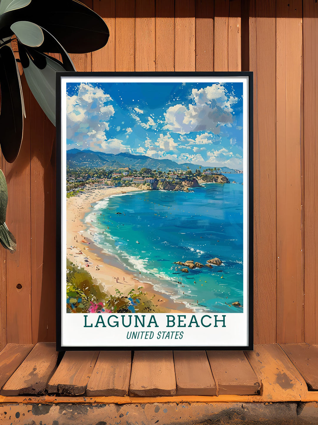 Main Beach Modern Art in Laguna Beach Photo transforms any space into a serene haven showcasing the beauty and tranquility of this coastal destination perfect for wall art.