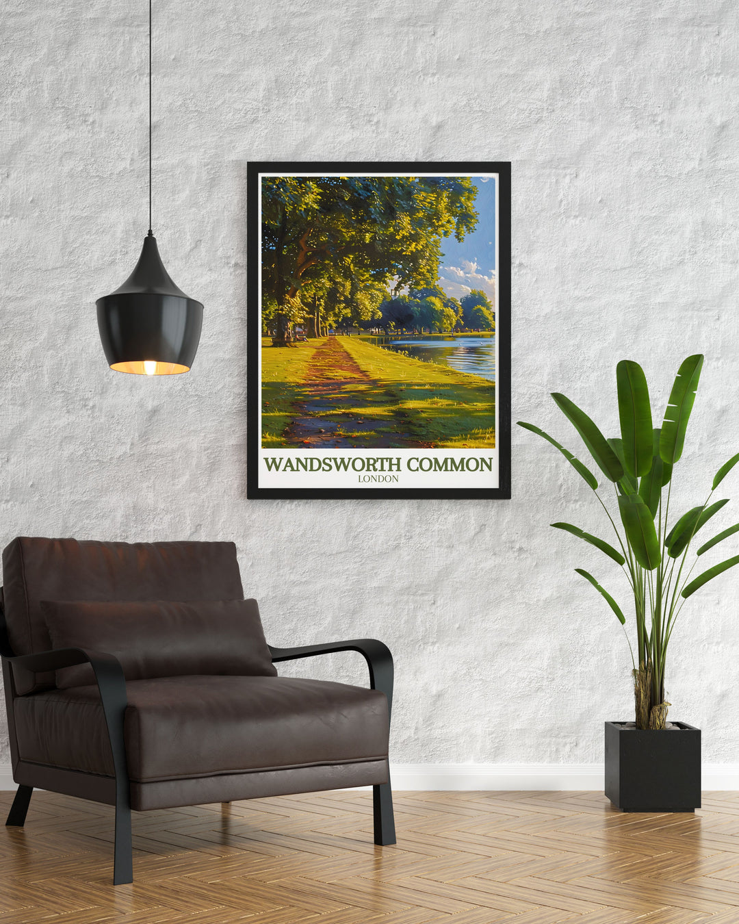Capture the essence of Wandsworth Common with this stunning London travel poster. Highlighting the lush landscapes and serene atmosphere of Wandsworth Park, this art piece is a great addition to any room for lovers of South London.