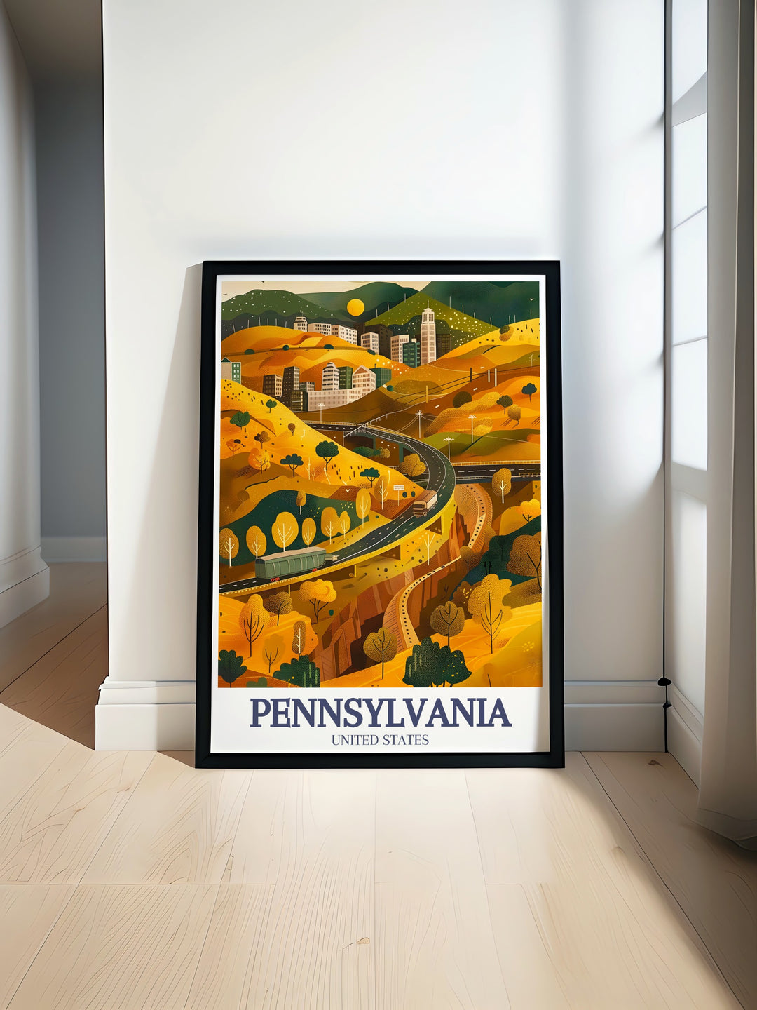 Showcase your love for Pennsylvania with this travel print featuring two iconic landmarks—Lancasters farmlands and Philadelphias Chestnut Hill. A great choice for anyone looking to bring a piece of the Keystone State into their home.