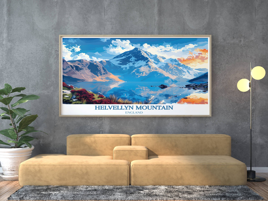 Red Tarn print featuring a breathtaking view of the Lake Districts iconic landscape a perfect addition to your home decor for a touch of elegance and nostalgia ideal for nature lovers and hiking enthusiasts a timeless reminder of the beauty of national parks