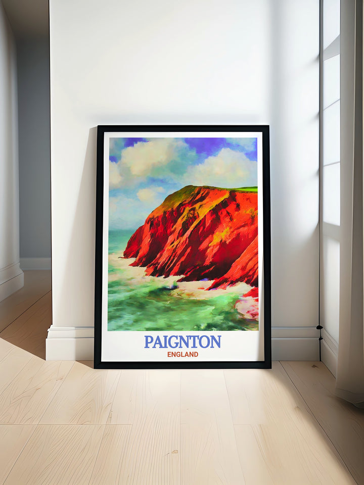 Roundham Head and Paignton are beautifully represented in this detailed Travel Print, showcasing Devons famous coastline. With soft colors and intricate detail, this artwork is an ideal choice for those who love coastal scenes and natural landscapes.