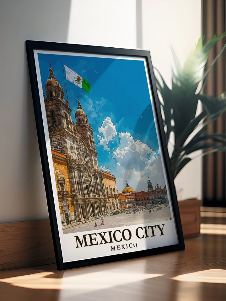 Celebrate the cultural heritage of Mexico City with our Zocalo Modern prints perfect for elegant home decor and as a unique gift option for Mothers Day Fathers Day and other special events