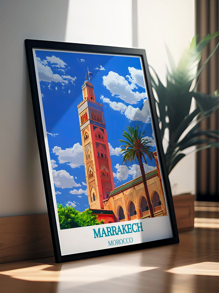 Bring the peaceful beauty of Moroccos beaches into your home with this travel poster, capturing their serene charm and scenic splendor, ideal for any coastal enthusiast.
