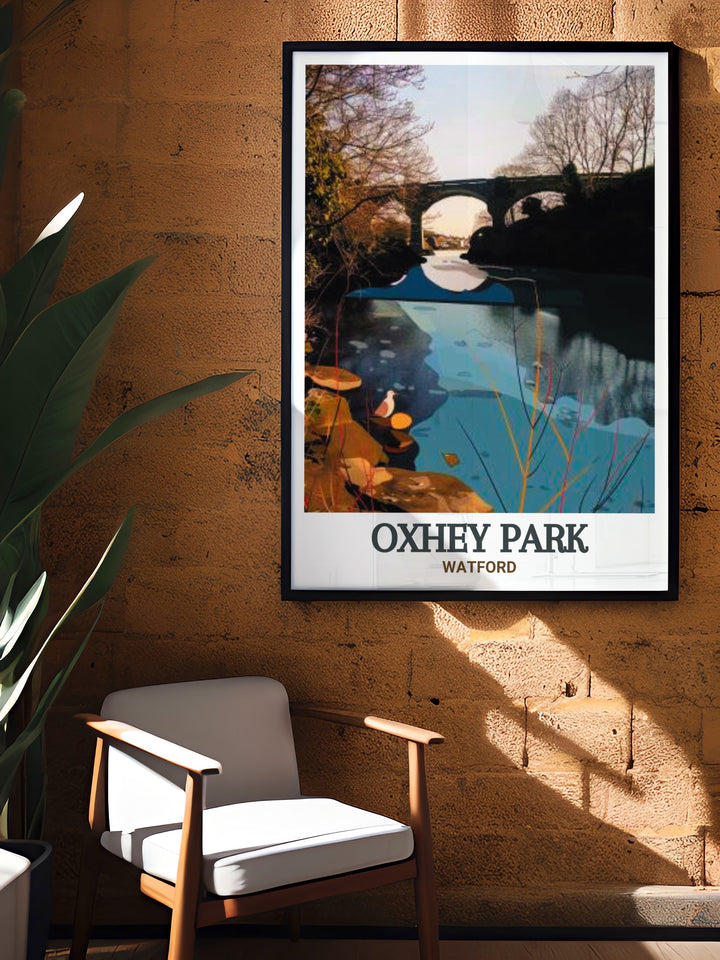 River Colne Perfect Wall Decor brings the elegance of Oxhey Park into your home with beautiful prints featuring the River Colnes tranquil flow ideal for creating a relaxing and serene atmosphere in any room.