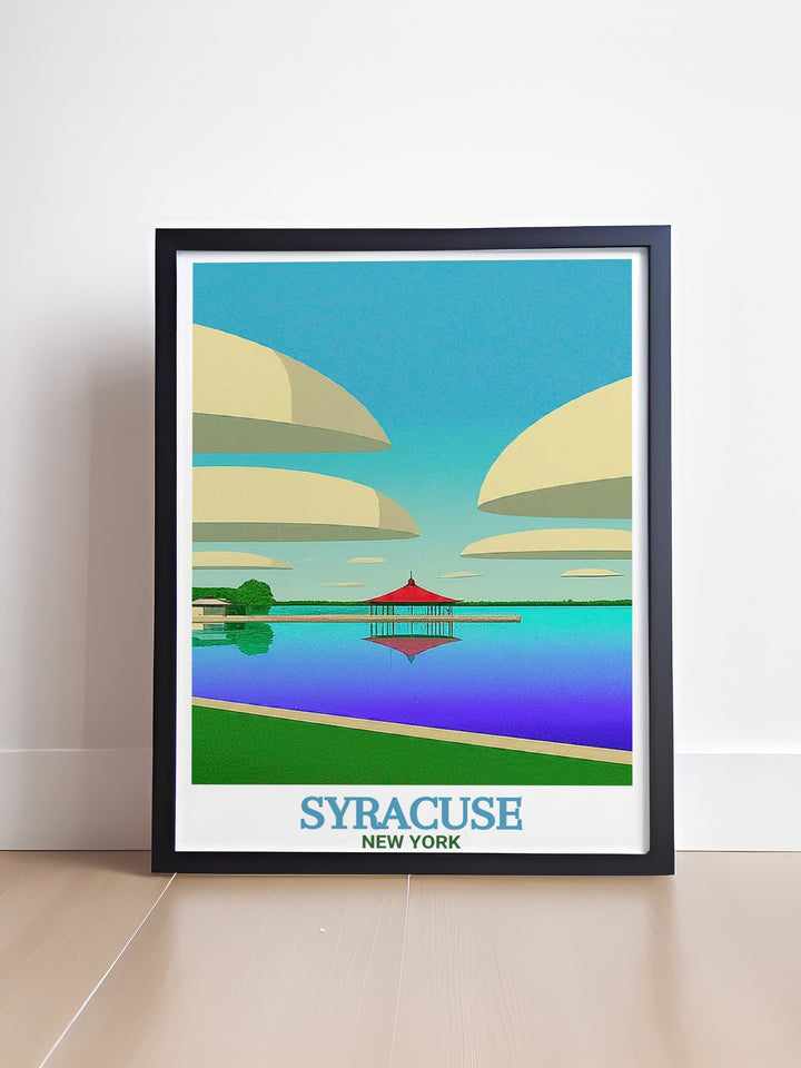 Modern Onondaga Lake Park art print showcasing the parks stunning sunsets and lush greenery ideal for Syracuse lovers looking to bring a touch of nature into their homes perfect as a housewarming gift or for enhancing your living space with a touch of elegance