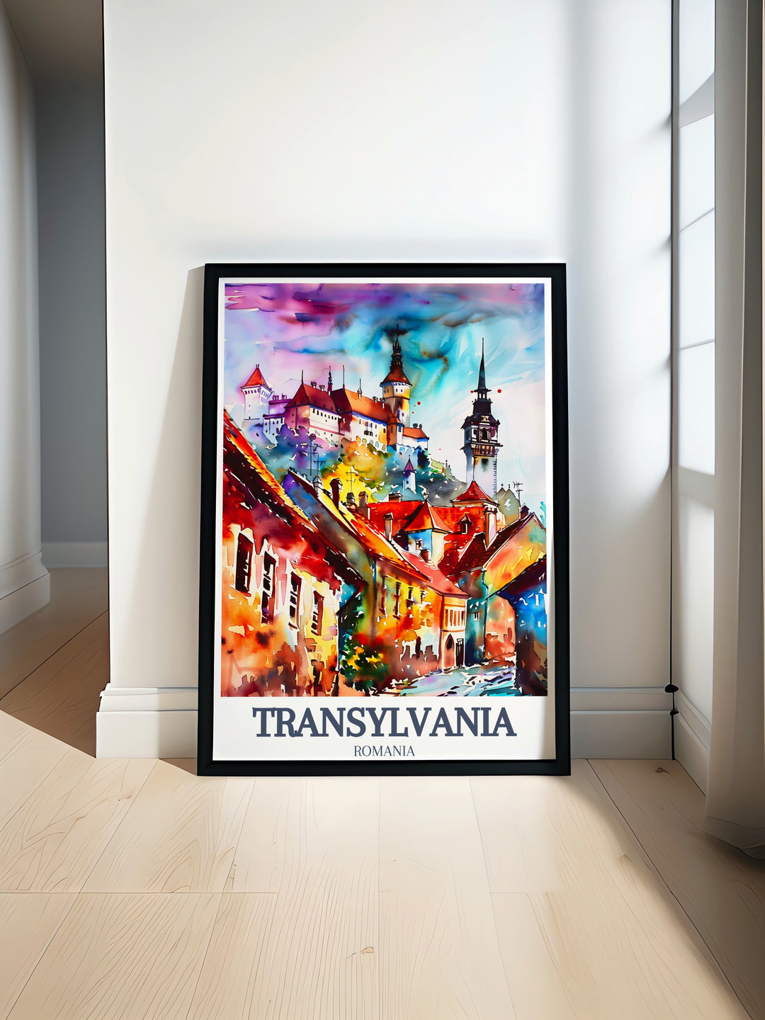 Featuring Transylvanias famous Bran Castle and the medieval Sighișoara Citadel, this travel print captures the blend of legend and history that defines Romanias most iconic landmarks. Ideal for art lovers and travelers, this framed artwork brings a touch of Romanias magic into any room.