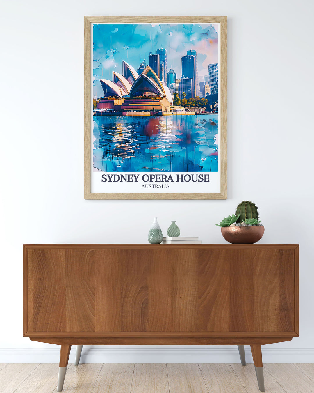 Stunning living room decor featuring Sydney Harbour Harbour Bridge modern art prints perfect for bringing the beauty and elegance of Sydney Opera House into your home