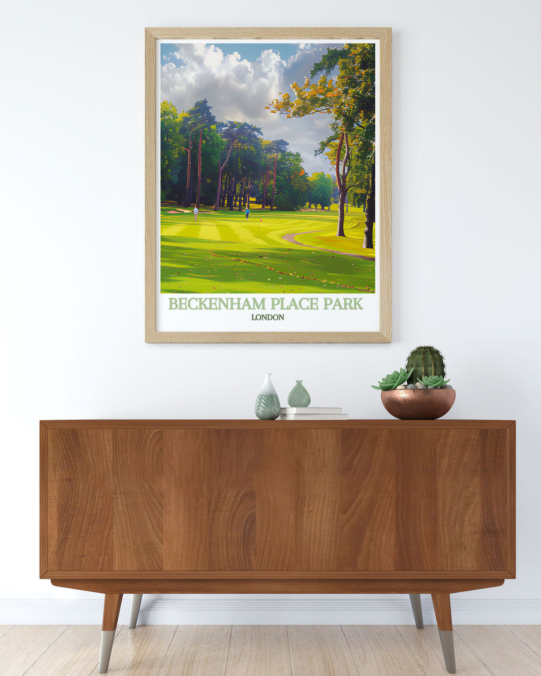 Vintage poster of Beckenham Place Park in London, featuring retro designs and classic illustrations that evoke nostalgia and adventure, celebrating the parks historical charm and timeless appeal, perfect for vintage art collectors and travel enthusiasts.