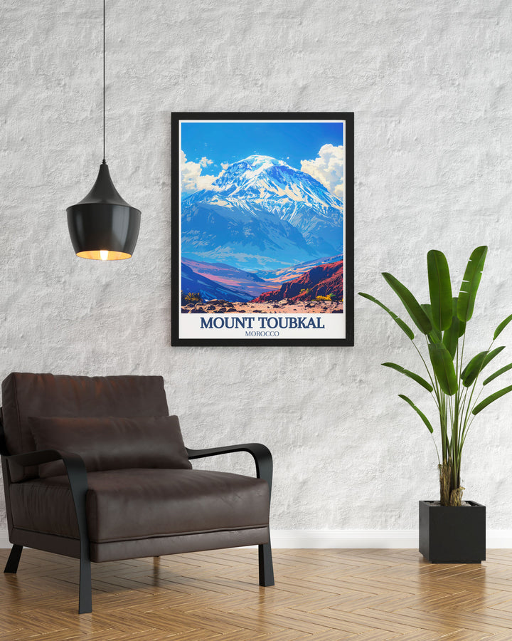 Bring the majesty of Moroccos High Atlas mountains into your home with this exquisite wall art showcasing the stunning peaks and traditional Berber villages a perfect addition to your collection of bucket list prints and an ideal gift for adventure enthusiasts.