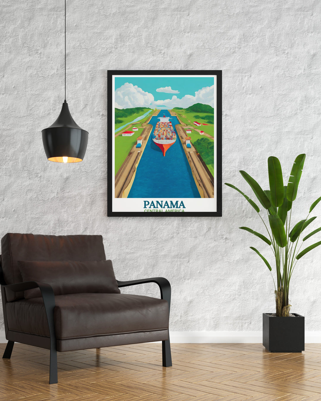 This vibrant poster of the Panama Canal captures both the beauty and historical importance of this global shipping route. A wonderful gift for travel lovers or as a statement piece in your home.