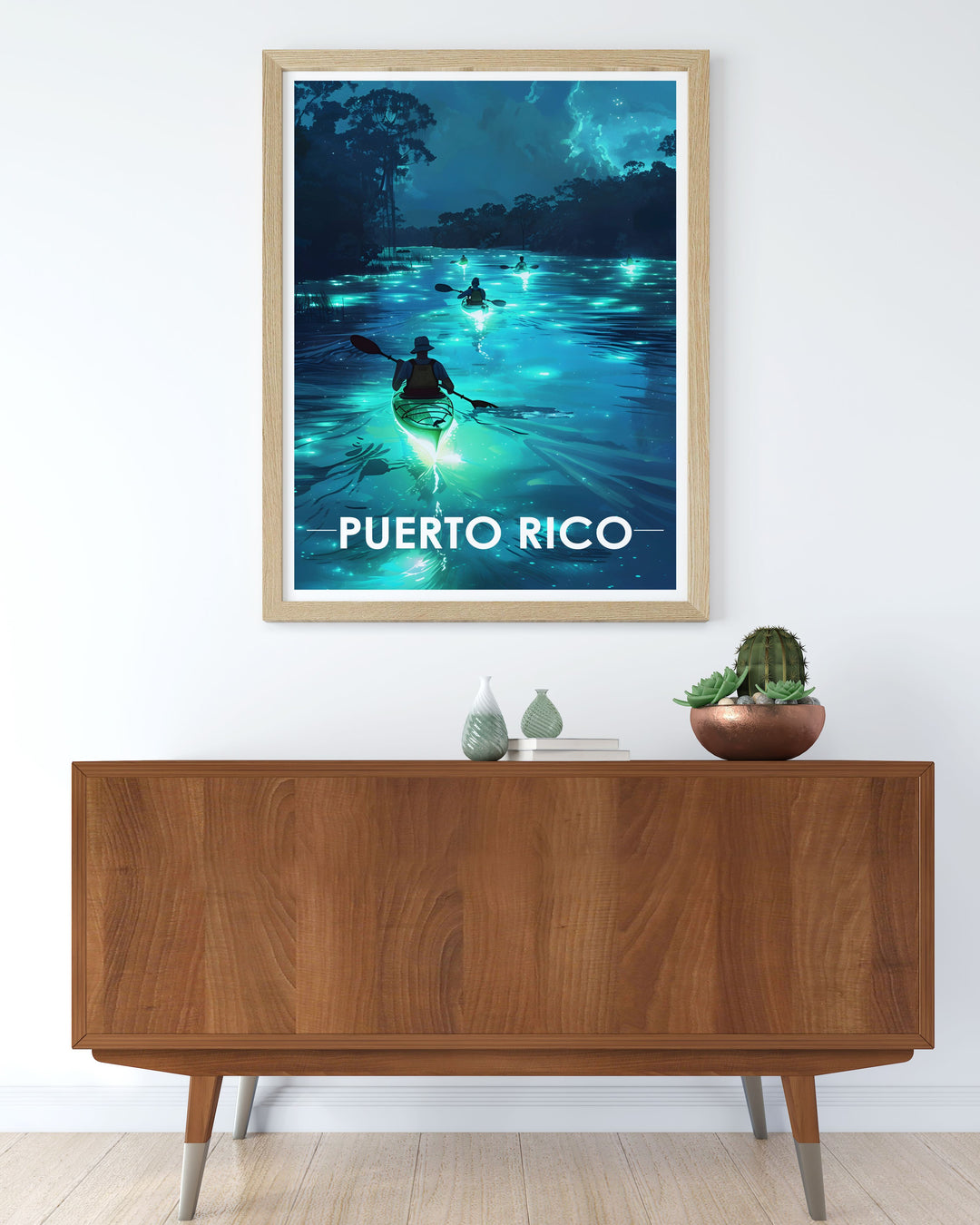 Arecibo City Map and Cityscape featuring the stunning Bioluminescent Lakes. This detailed art print captures the essence of Arecibos rich cultural heritage and natural beauty, making it an ideal piece for home decor or as a thoughtful personalized gift.