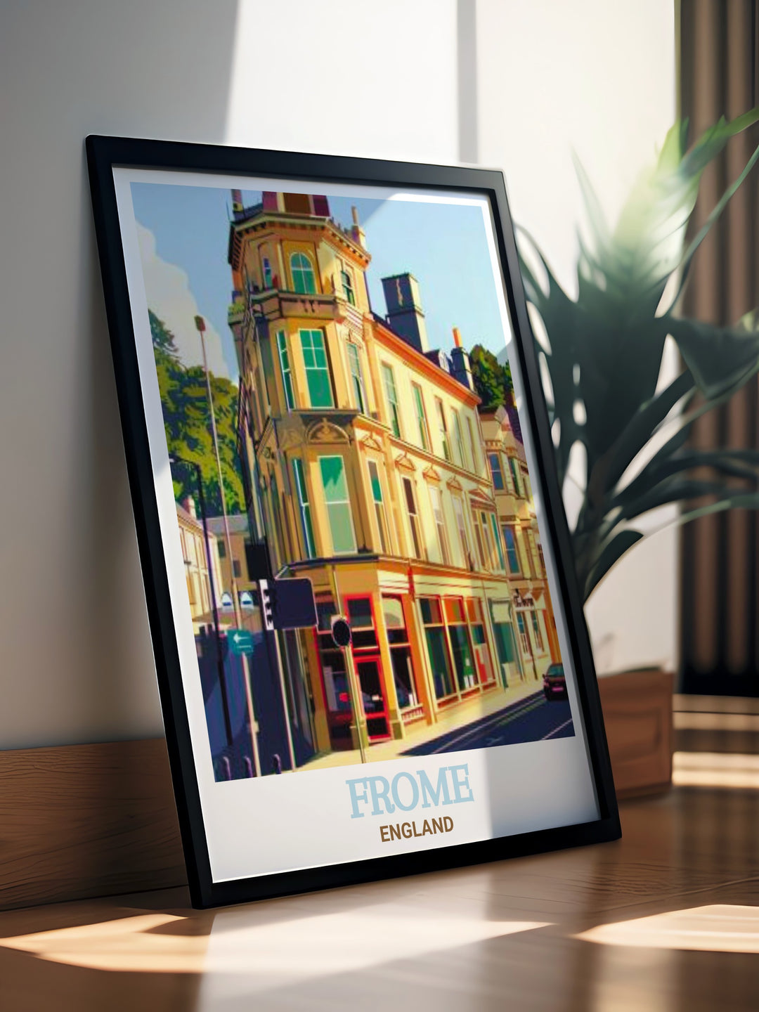 Frome poster print featuring the charming and iconic Frome Museum. Whether youve visited this beautiful English town or dream of wandering its historic streets, this artwork brings a sense of place into your home, making it a unique gift or decor item.