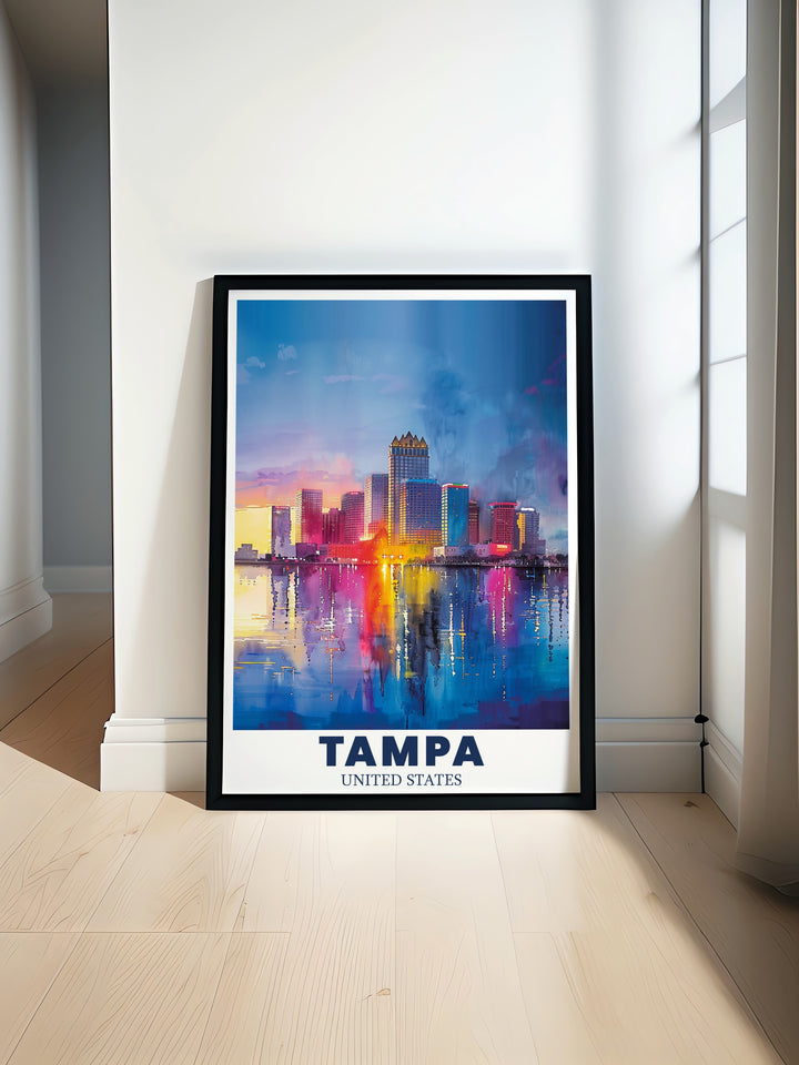 This Tampa Travel Poster Print showcases the breathtaking skyline and waterfront of the Florida city. Designed as a customizable canvas art, it allows you to add your unique touch, making it a memorable and thoughtful gift for any occasion.