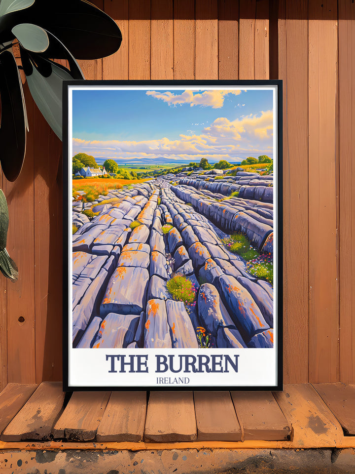 Modern art print of Burren National Park Kilfenora village in County Clare a striking piece of wall decor that celebrates Irelands natural beauty and cultural heritage