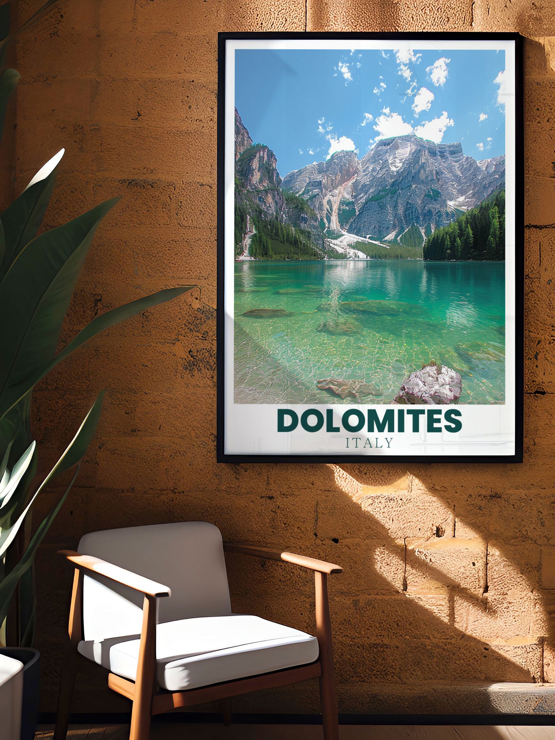 Elegant Lago di Braies Artwork featuring the tranquil beauty of the Italy mountains. This Italy travel print is a wonderful addition to your home decor. Celebrate the natural splendor of the Dolomites Italy with this stunning wall art.