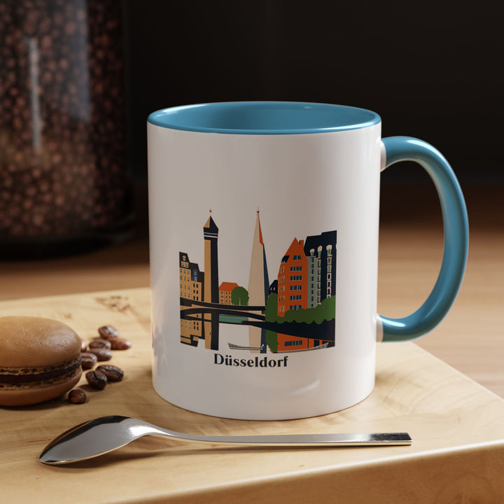 A Düsseldorf mug featuring stunning artwork of the city’s architecture and landmarks. Perfect for coffee or tea, it’s dishwasher-safe and makes a meaningful gift or keepsake for travelers and those who admire Düsseldorf’s beauty.