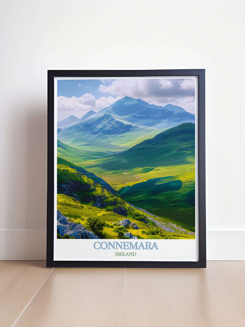 Capture the essence of the Twelve Bens in Connemara with our detailed art prints, showcasing the stunning peaks and serene valleys that make this mountain range a highlight of County Galway.