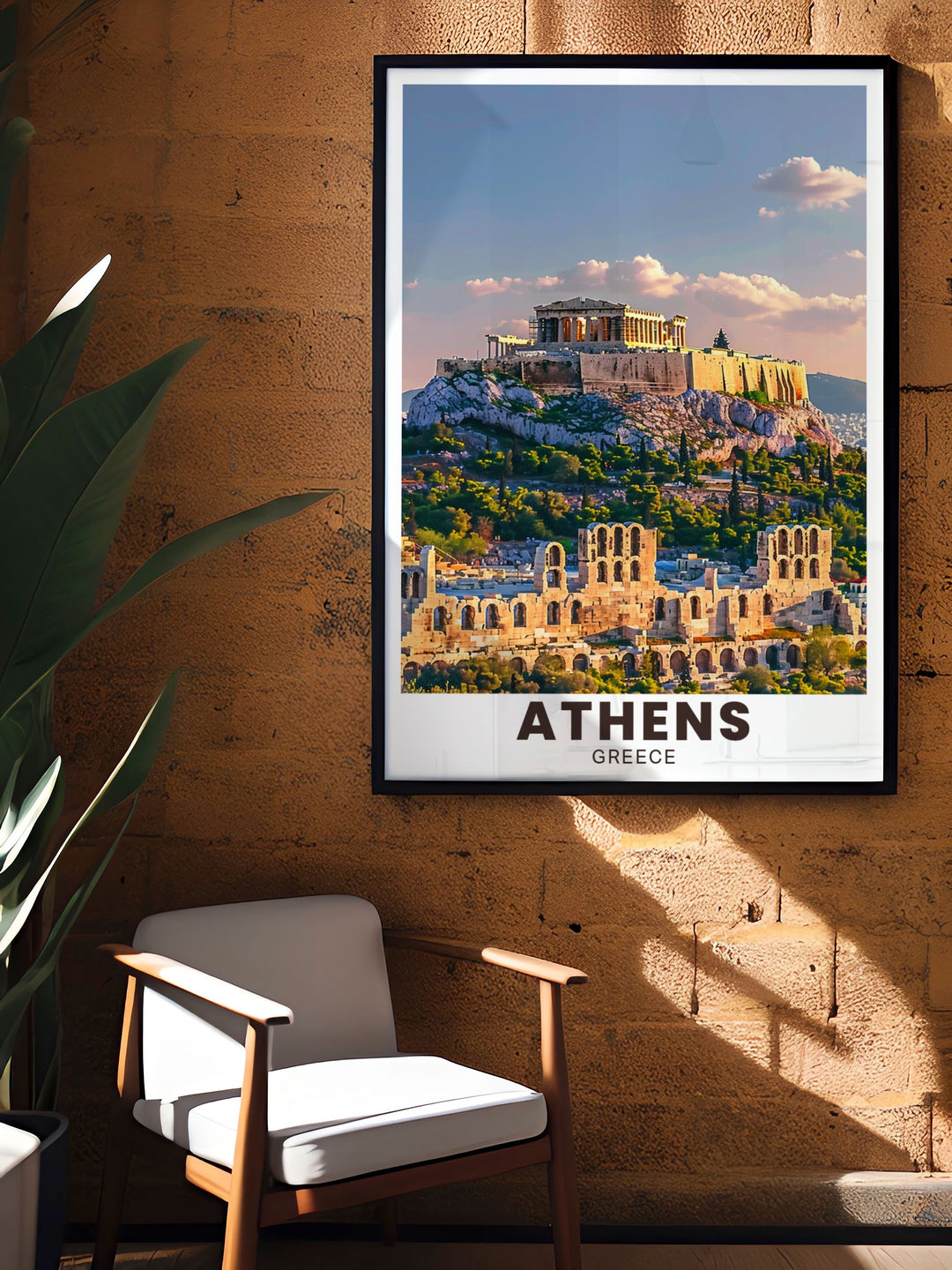 Celebrate the beauty of Greek heritage with this Athens Art Print featuring the Acropolis of Athens with the Partheon perfect for wall decor and gifts adding a touch of ancient elegance to any space ideal for history and art enthusiasts