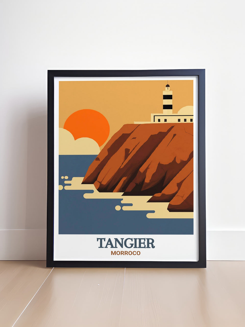 Cap Spartels breathtaking views are captured in this Tangier travel print, showcasing Moroccos stunning coastline. Perfect for art collectors and travelers, this canvas print brings the beauty of Morocco into your home.