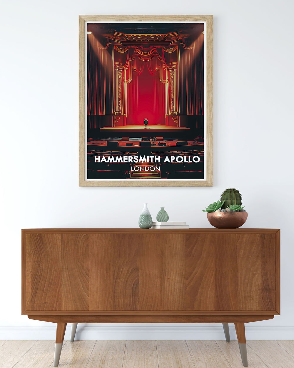 Highlighting the architectural beauty of Hammersmith Apollo, this travel poster offers a glimpse into the venues rich history and cultural importance.