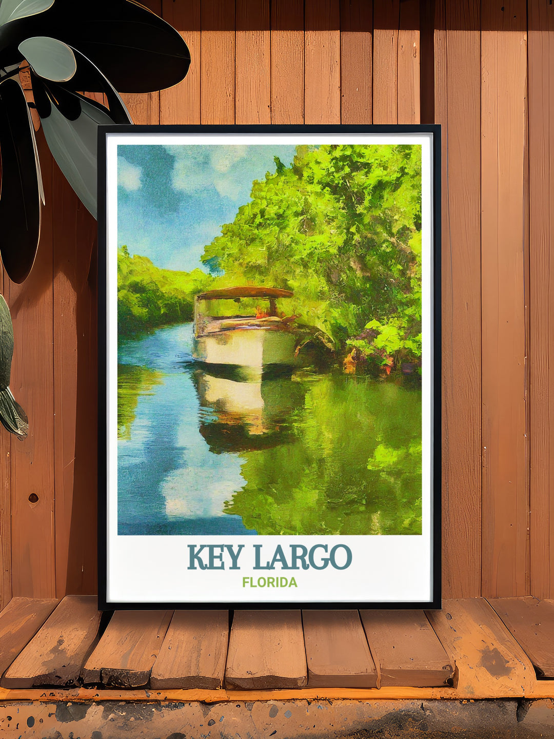 Florida wall art featuring Key Largo and African Queen Canal Cruise modern decor prints brings the vibrant colors and serenity of the Florida Keys into your home offering a beautiful travel inspired addition to your art collection or living room decor.