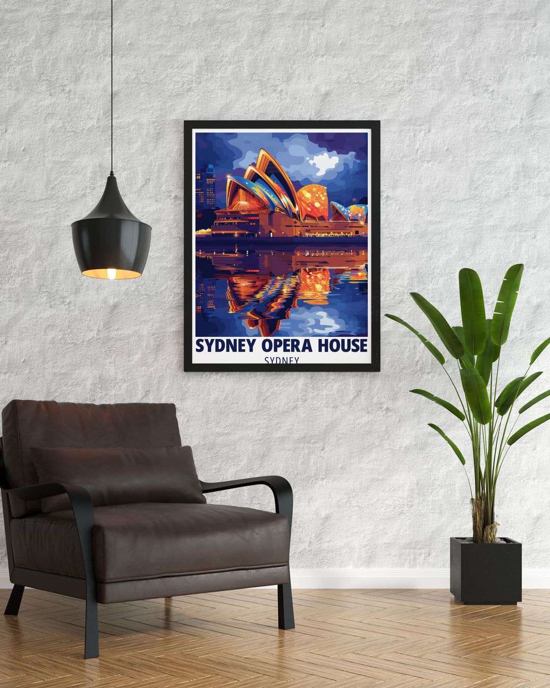 Exquisite framed print of Sydney Opera House and Harbour Bridge celebrating the scenic beauty of Australias most famous landmarks