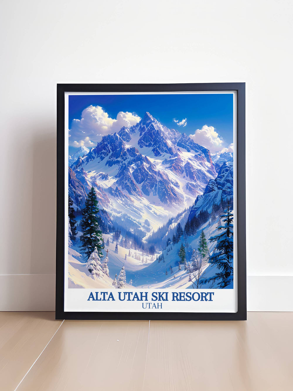 Vintage Ski Poster of Alta Utah highlighting the beauty of Snowbird Utah and the majestic ski slopes ideal for ski enthusiasts and lovers of retro art Alta Ski Area modern prints enhance your space with vibrant art