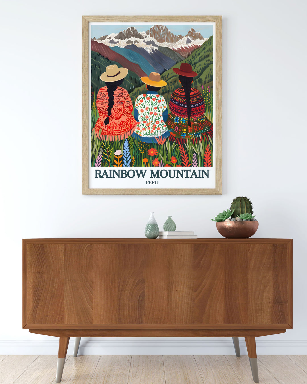 Rainbow Mountain wall art from Quechua people Andes Mountains bringing the rich cultural heritage and stunning beauty of Peru into your home with modern and elegant prints.