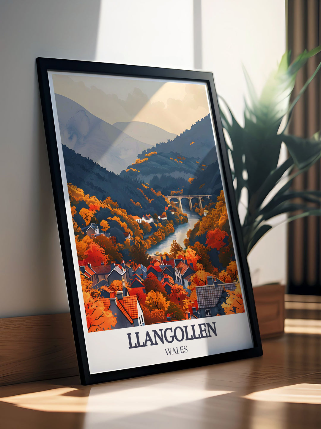 Bring home the beauty of Llangollen with this print featuring River Dee and Pontcysyllte Aqueduct, ideal for Wales wall art.