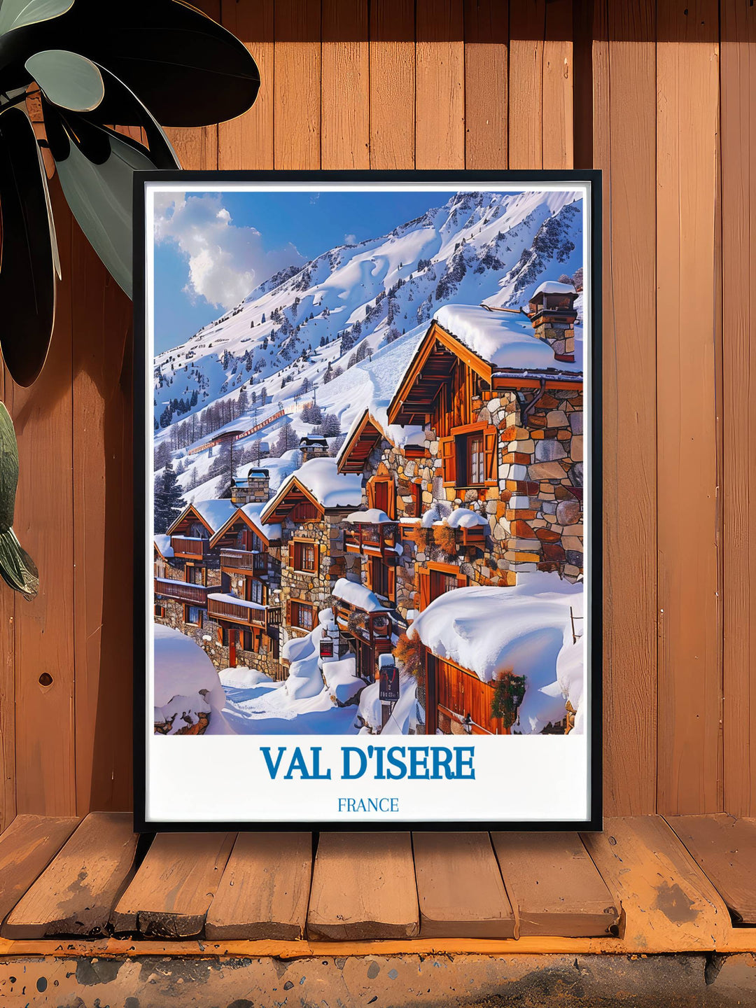 Val dIsère le Fornet print with a vintage design, celebrating the history and tradition of skiing in the French Alps. Adds a touch of elegance and nostalgia to any space.