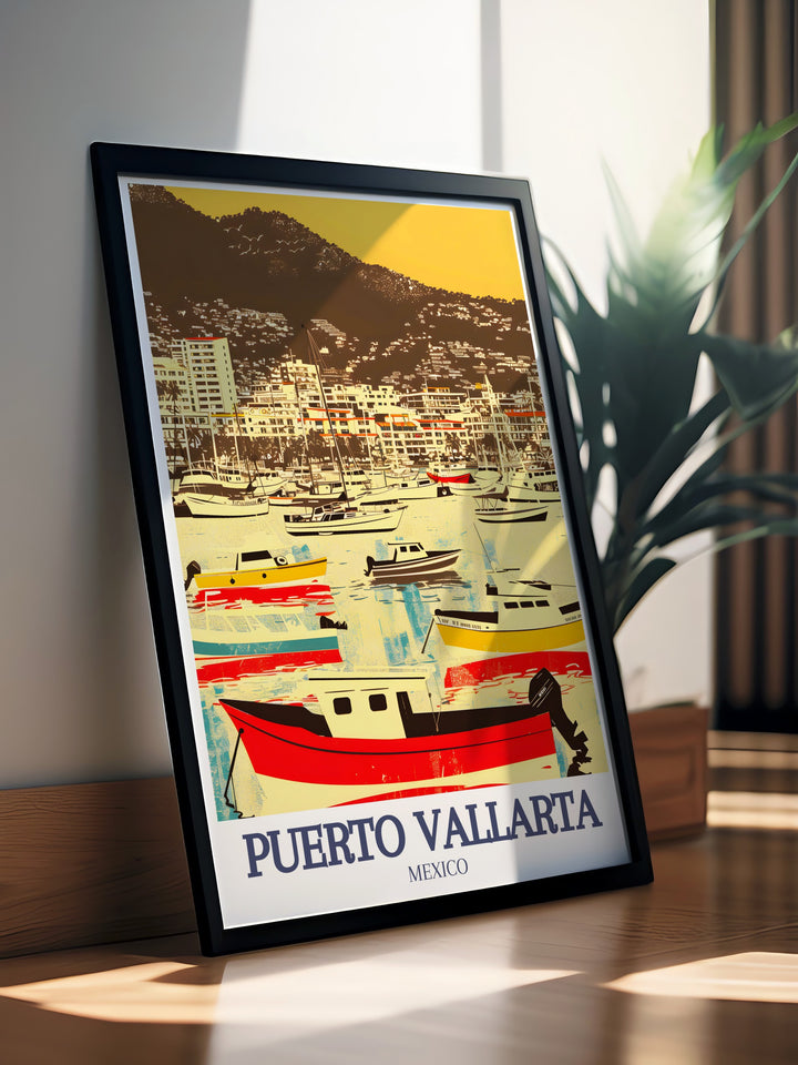 Digital Download of Puebla Wall Art capturing the lively atmosphere of Mexicos historic city combined with Puerto Vallarta Marina Pacific Ocean modern prints for a sophisticated touch