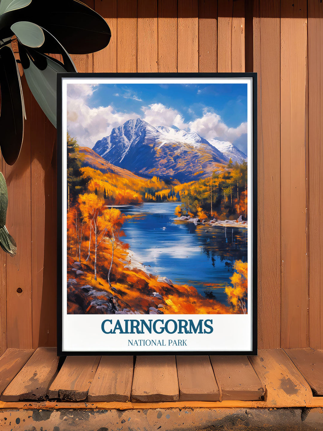 Featuring the scenic views of Cairngorms National Park and the historic Cairngorm Mountain, this poster offers a beautiful representation of Scotlands natural splendor and cultural heritage.