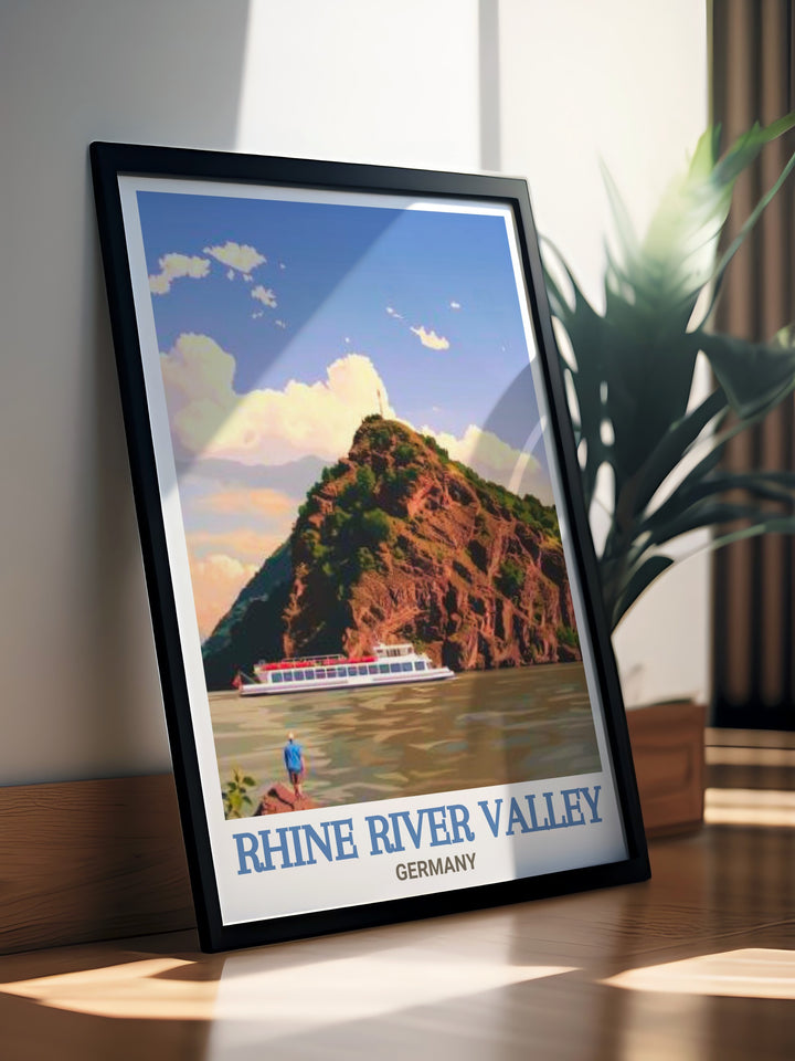 Germany decor highlighting the legendary Lorelei Rock with framed prints and posters capturing the essence of the Rhine River