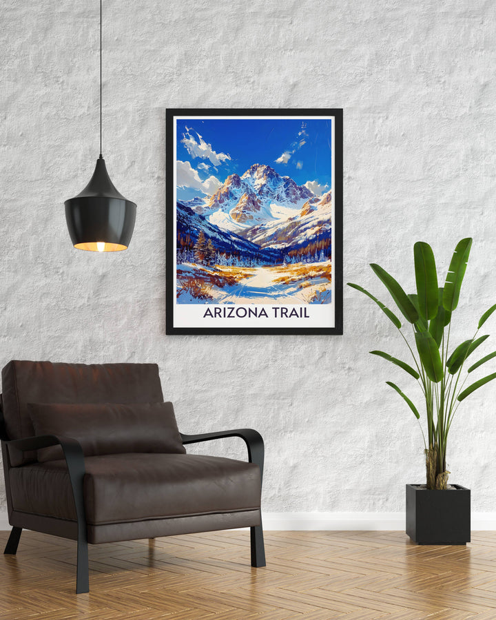 National Park poster featuring the awe inspiring views of the Grand Canyon and San Francisco Peaks Park a must-have for anyone who loves nature and wants to bring the beauty of the outdoors into their living space.