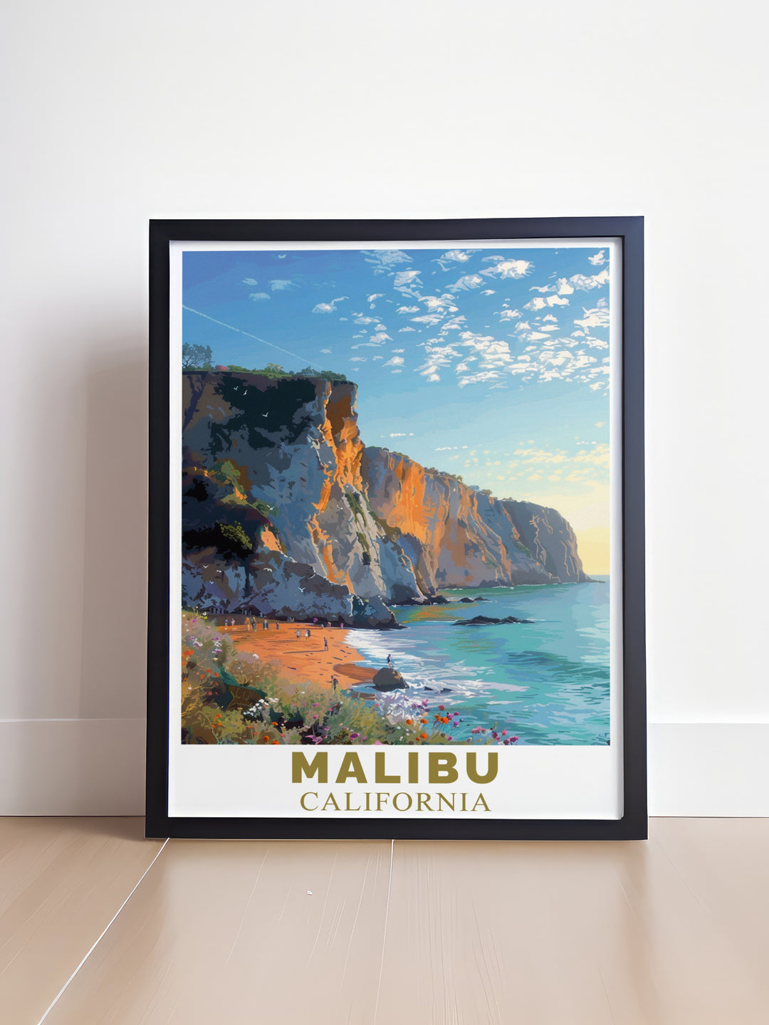 Bring the beauty of Malibu into your home with this Point Dume travel print. Featuring the famous coastal cliffs and ocean views, this artwork is a great way to celebrate Californias natural beauty.