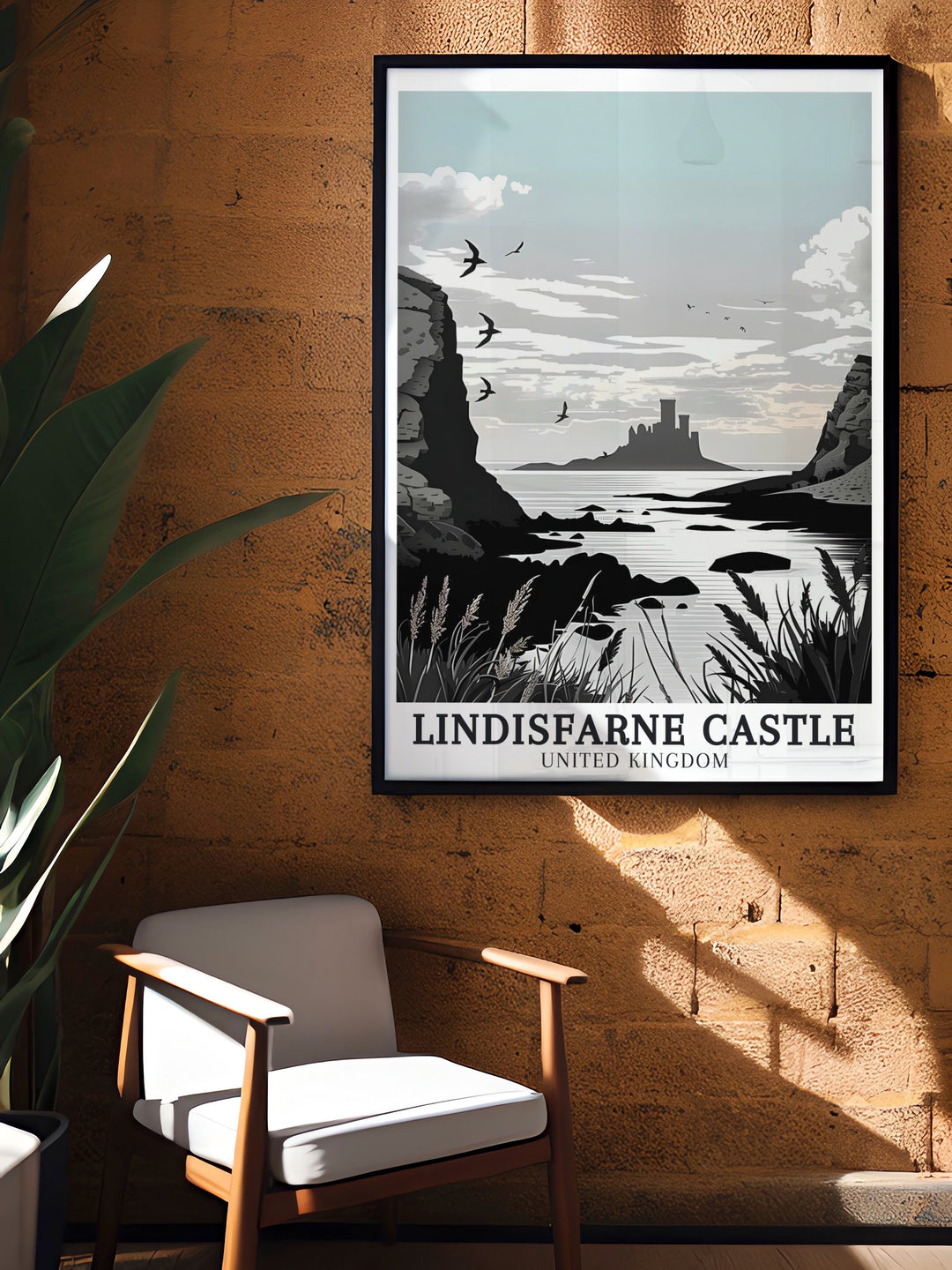 North Sea Canvas Art depicting the serene waters surrounding Lindisfarne Castle, with the causeway leading to this historic fortress. This canvas art is a beautiful addition to any room, celebrating the natural beauty and historical importance of Holy Island.