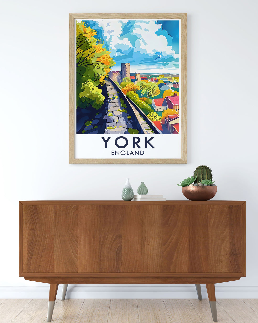 A stunning wall print featuring The York Walls, capturing the historical beauty and cultural significance of York. This artwork beautifully highlights the character of one of Englands most beloved landmarks.