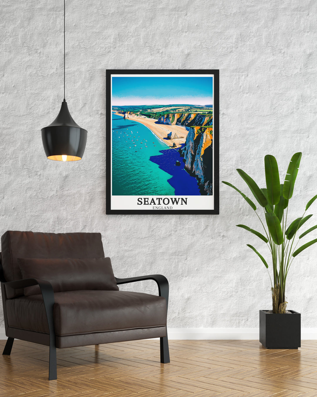 Add a coastal touch to your home with Jurassic Coast Eype Beach and Seatown Beach prints. These stunning travel art pieces capture the beauty of Dorsets famous beaches perfect for creating a calming coastal atmosphere in your living room