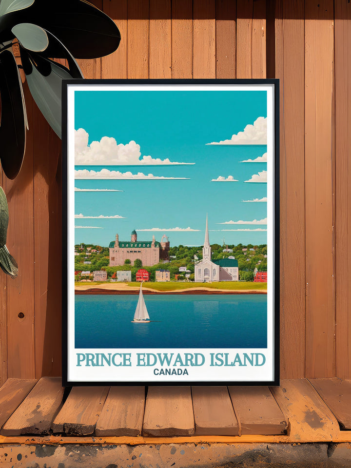 Charlottetown framed prints featuring the picturesque PEI lighthouse and serene landscapes offering perfect wall decor for any room capturing the beauty of Prince Edward Island making them an excellent choice for birthday gifts or housewarming gifts.